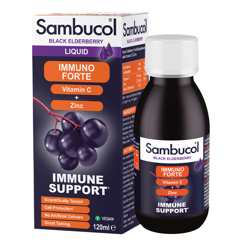 Sambucol sort hyldebærsirup, Immuno Forte • 120 ml