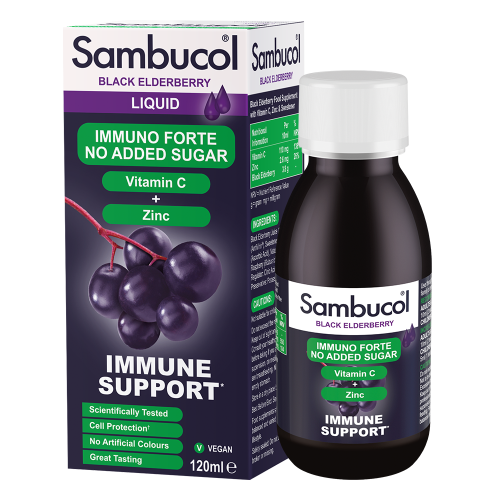 Sambucol sort hyldebærsirup, sukkerfri • 120 ml