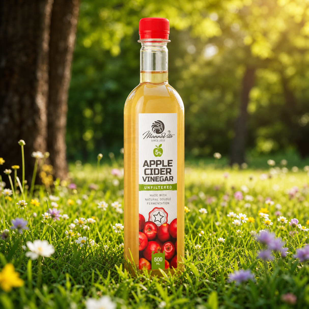 Mannavita ufiltreret Æblecidereddike med dobbelt fermentering • 500 ml