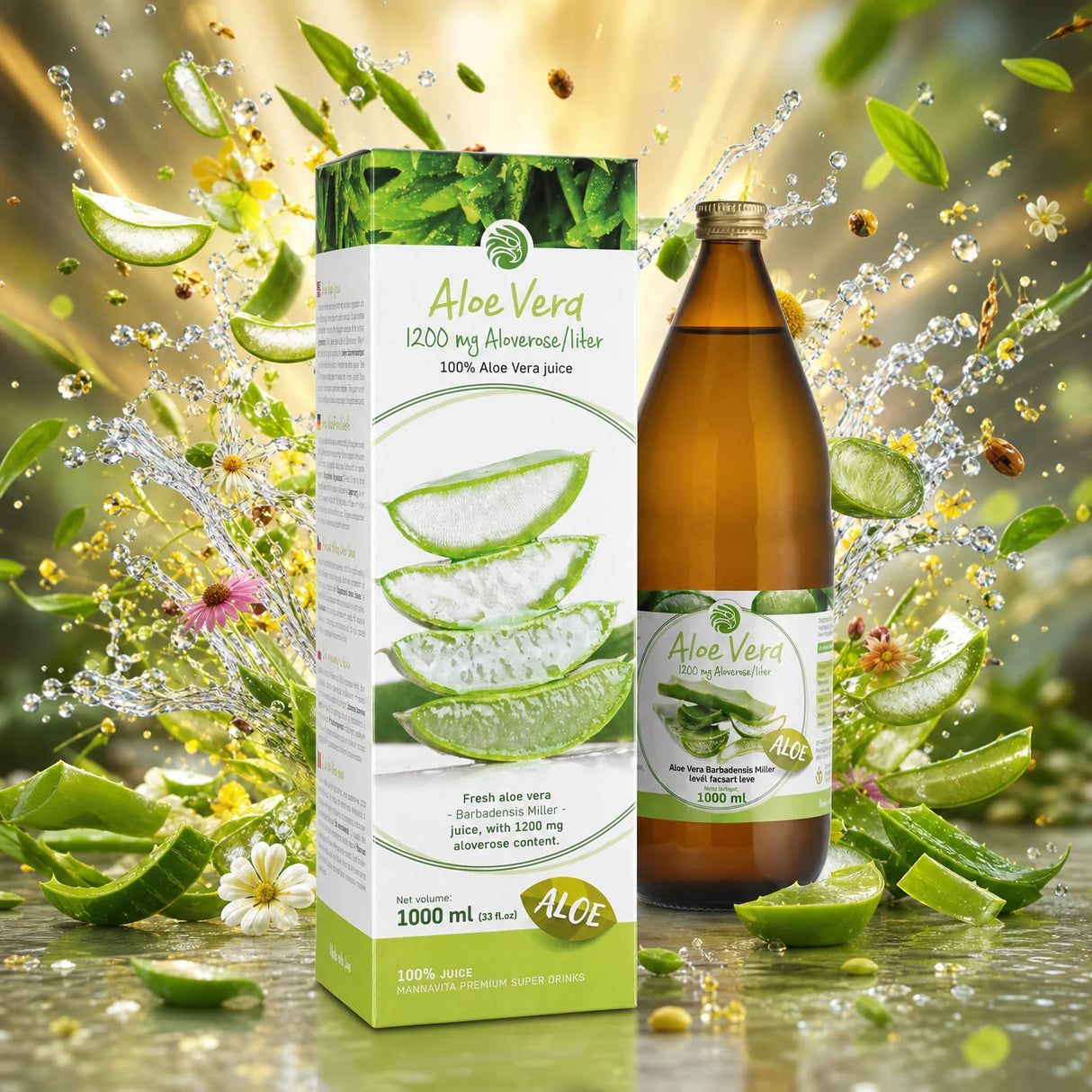 Mannavita Aloe vera 100% presset ren juice • 1000 ml