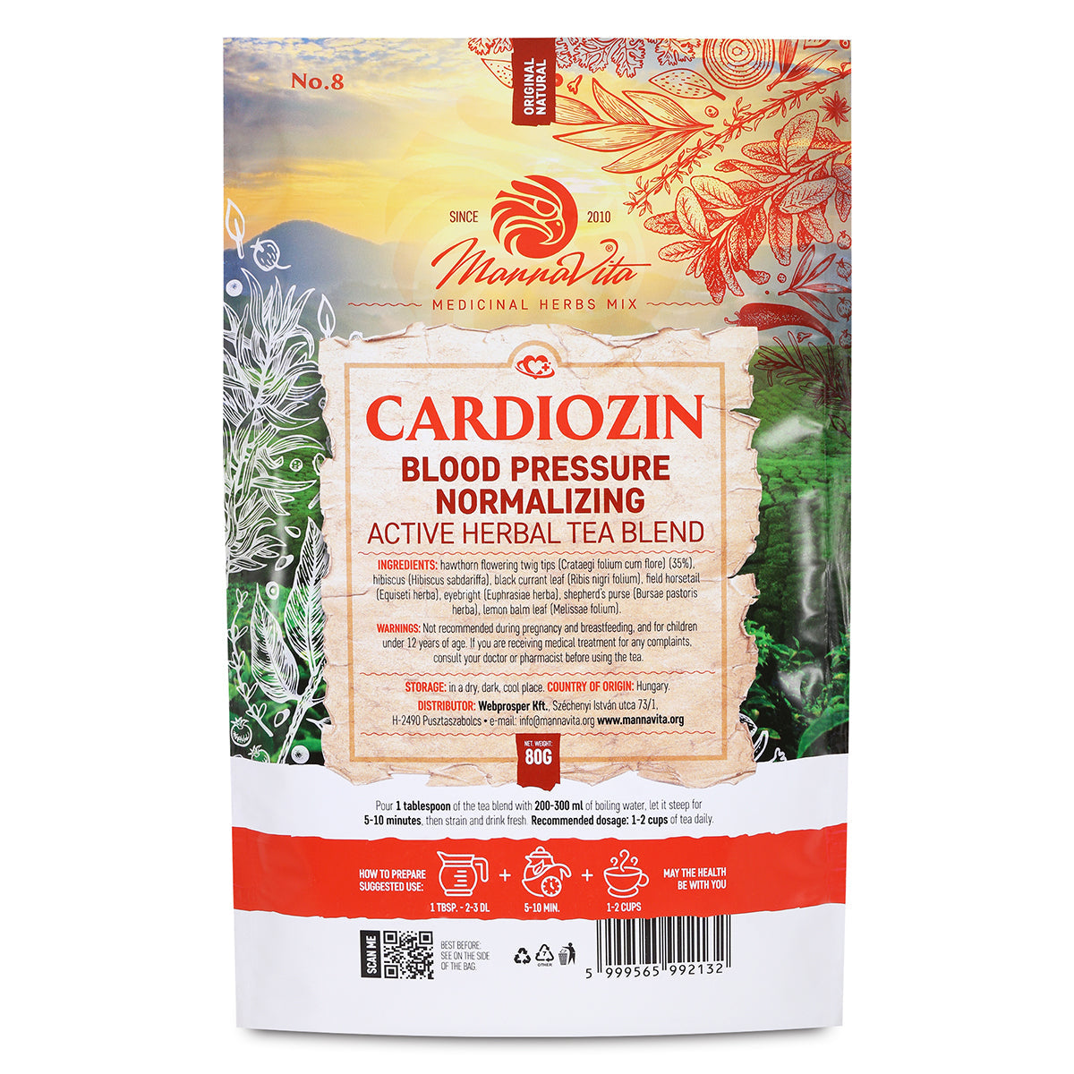 CARDIOZIN aktiv urtete-blanding, der normaliserer blodtrykket • 80g