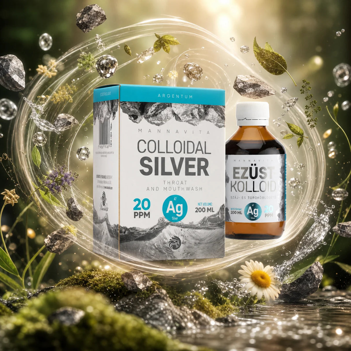 Mannavita Kolloidalt Sølv 20 PPM • 200 ml