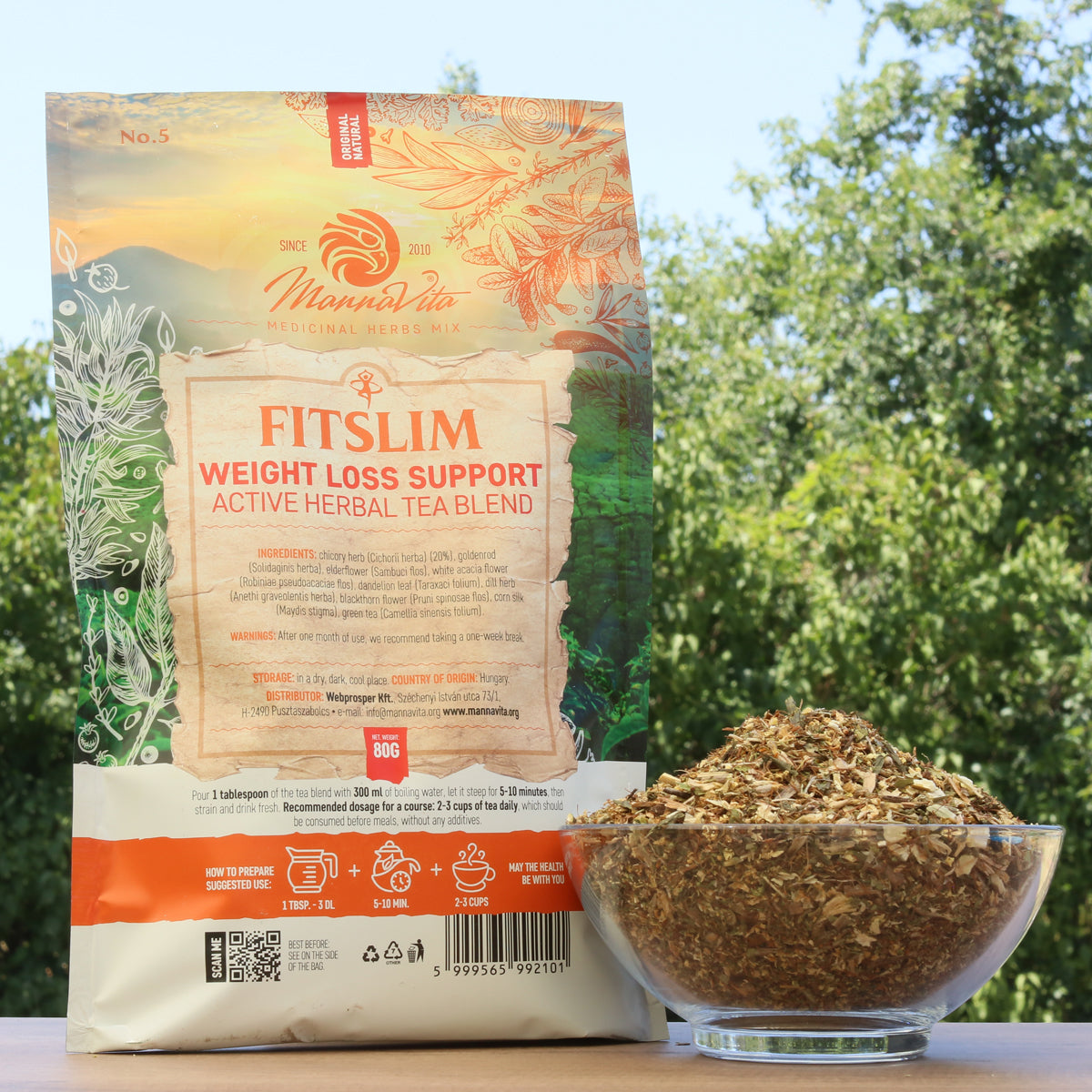 FITSLIM Støtte til vægttab aktiv urte-teblanding • 80g