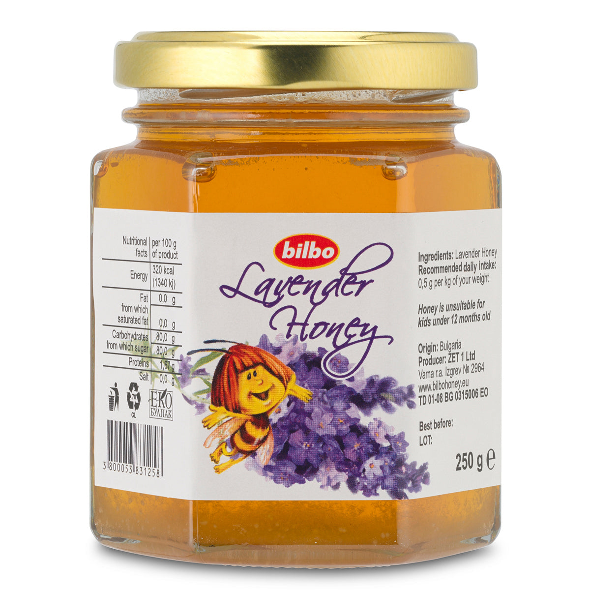 Bilbo rå lavendelhonning • 250 g