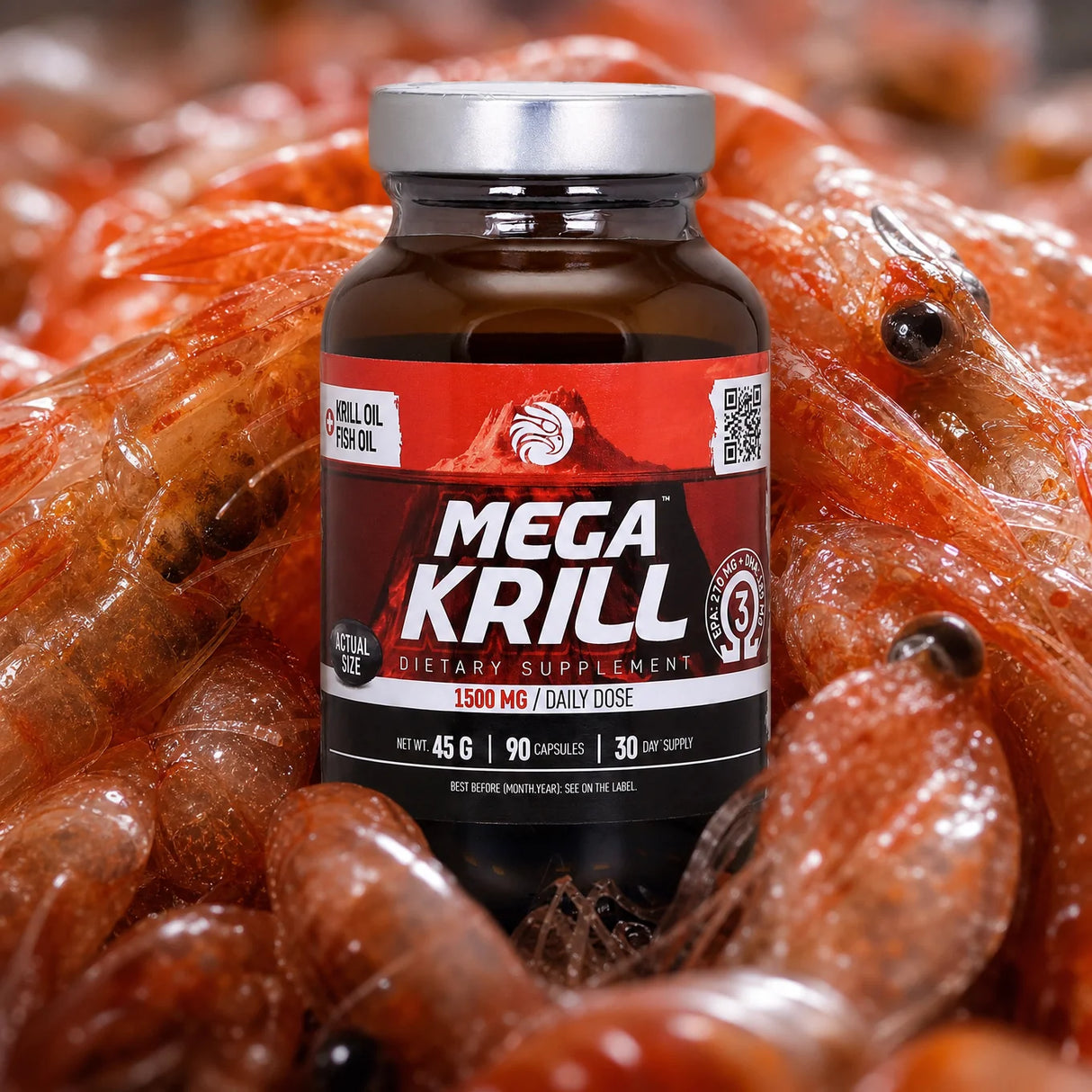 MegaKRILL 1500 mg krill olie + fiskeolie • 90 kapsler