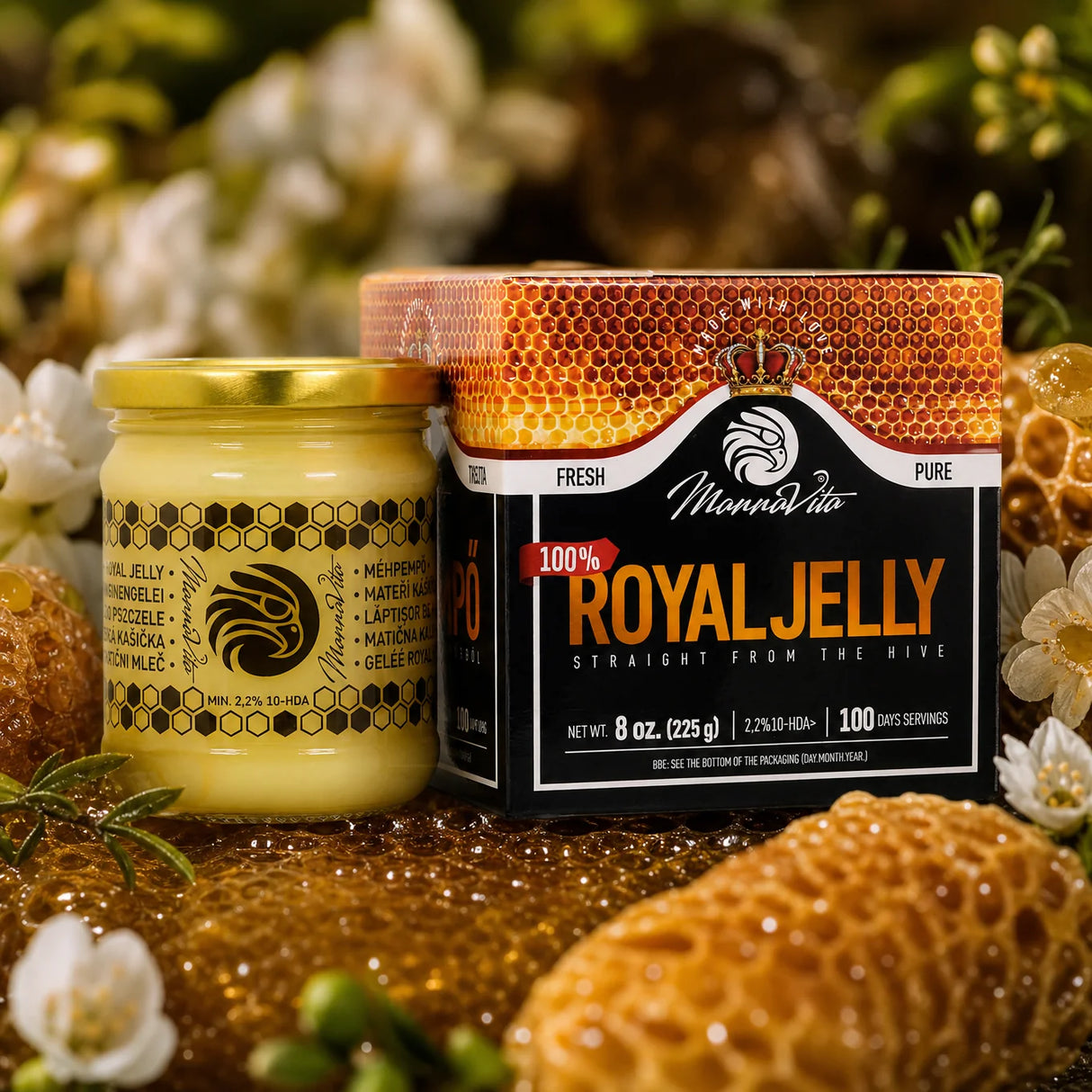 Mannavita frisk ren Gelé Royal • 2,2% 10-HDA • 225g