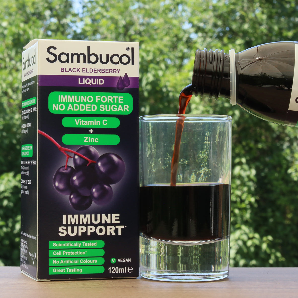 Sambucol sort hyldebærsirup, sukkerfri • 120 ml