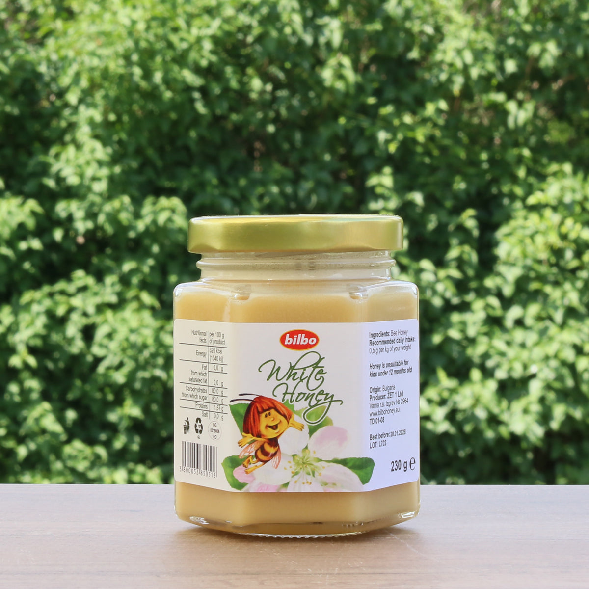 Bilbo rå hvid honning • 230 g