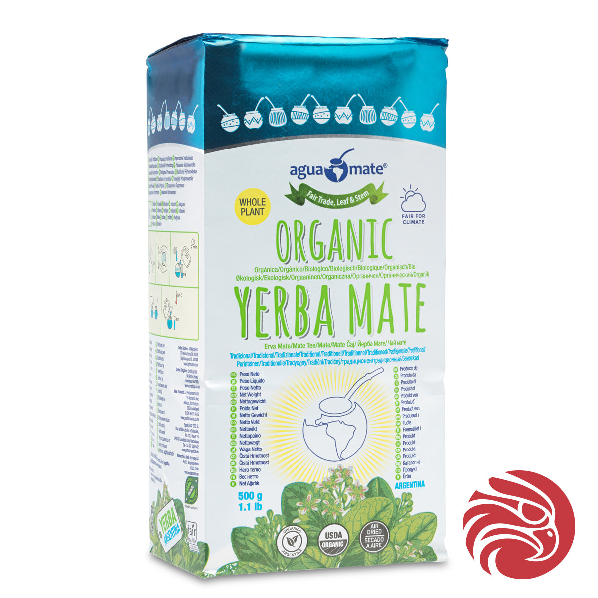 Aguamate Økologisk yerba mate • Fremstillet med stilke • 500 g