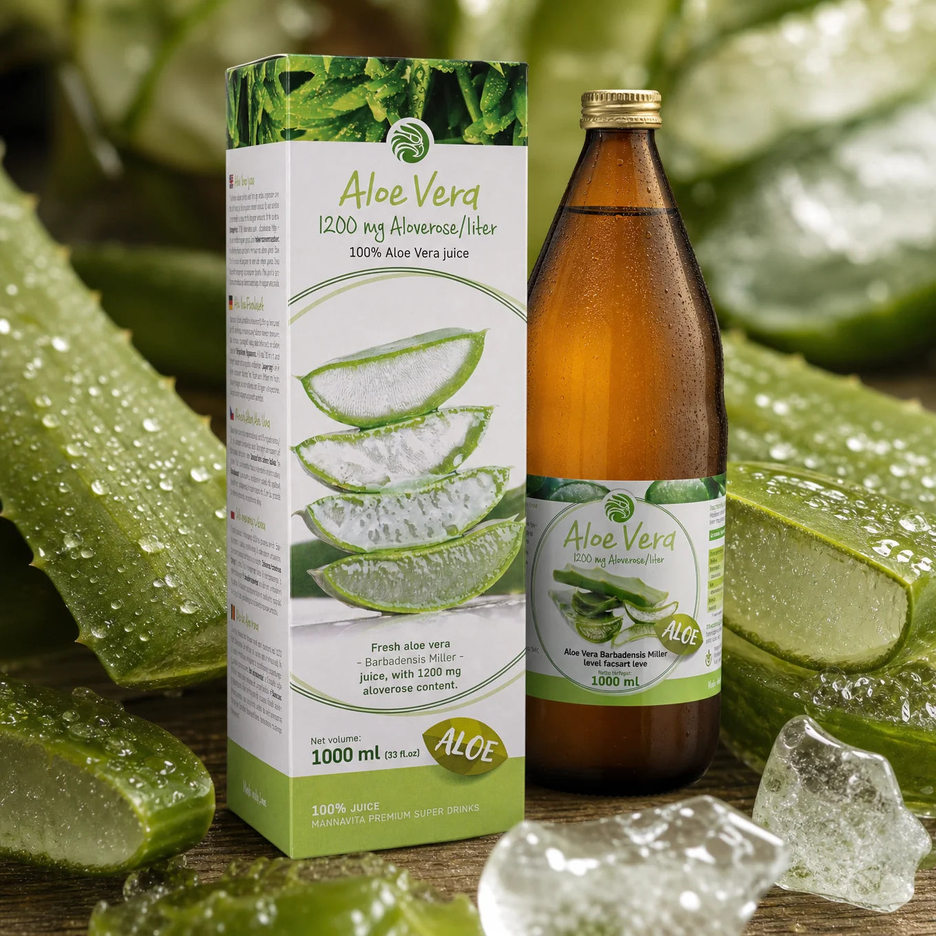 Mannavita Aloe vera 100% presset ren juice • 1000 ml