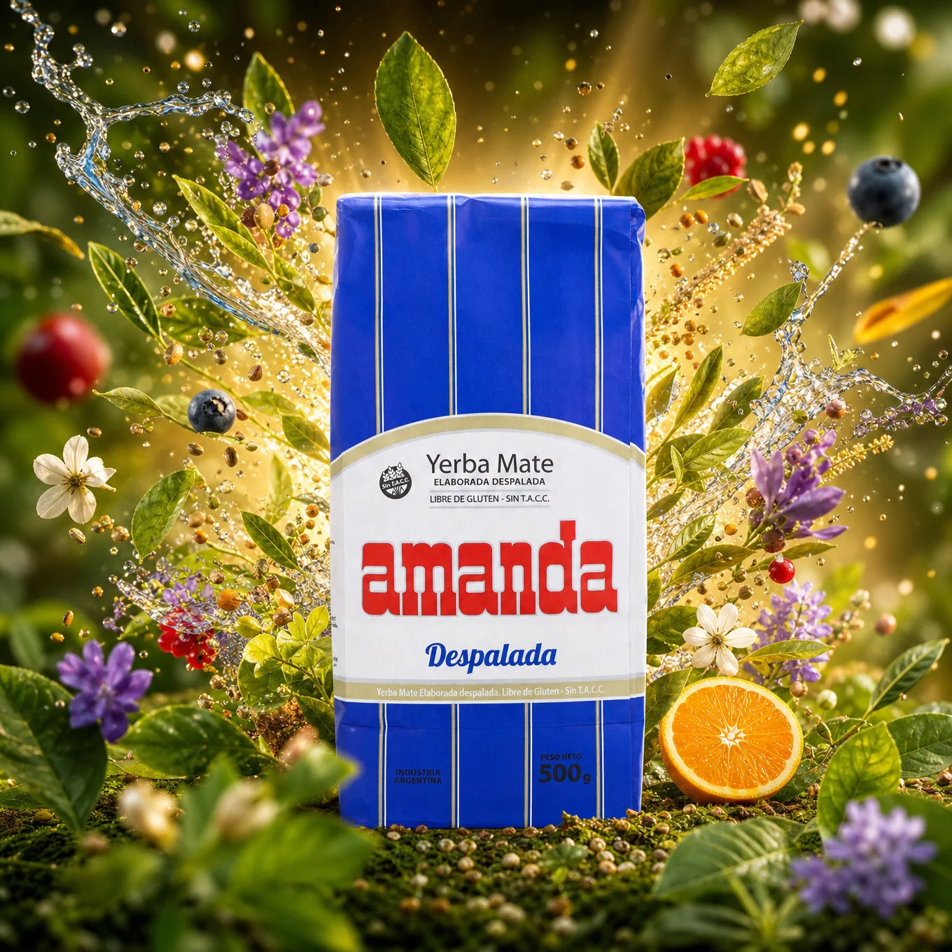 Amanda yerba mate-te • Uden stilke - Sin palo • 500 g