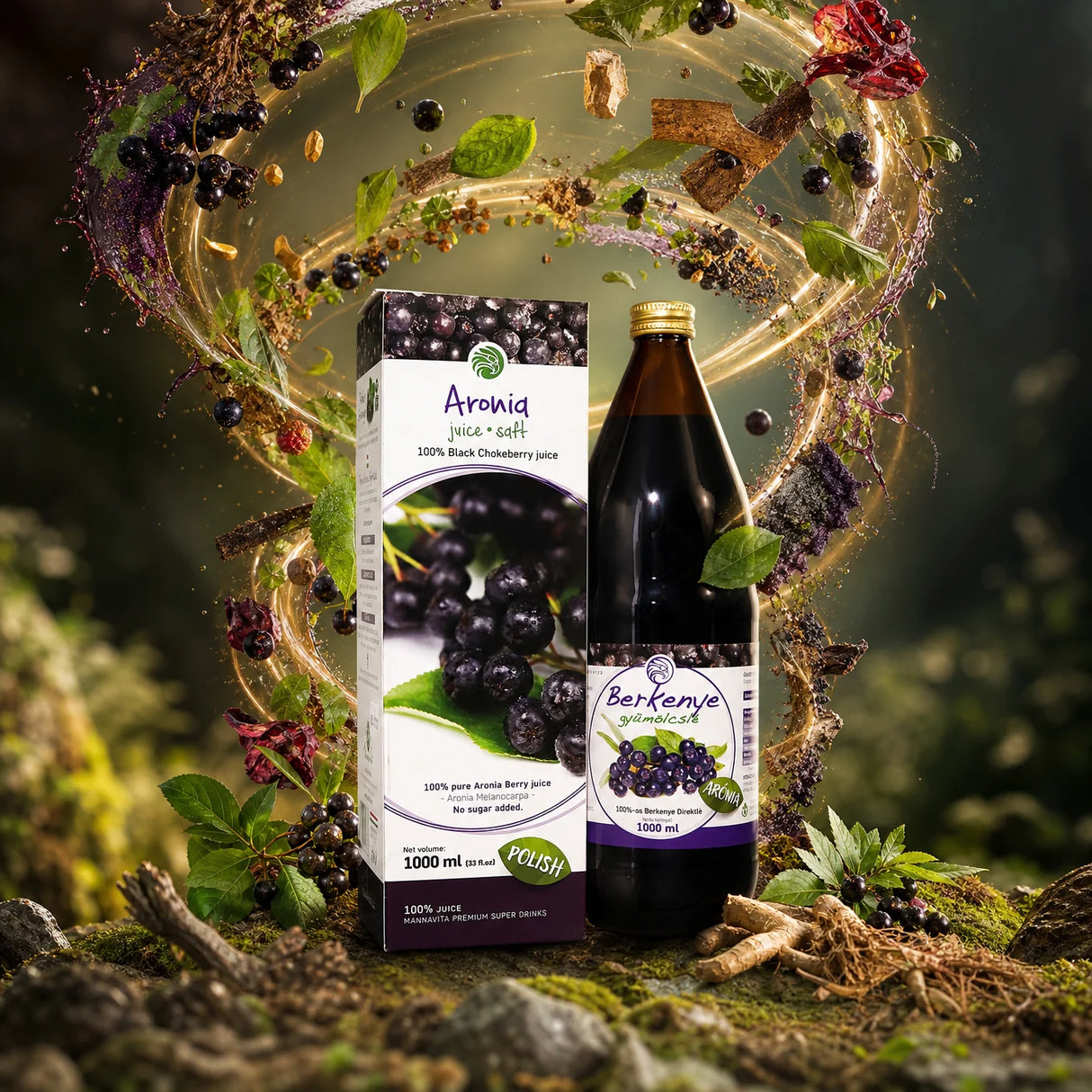 Mannavita Aronia bær 100% presset ren saft • 1000 ml