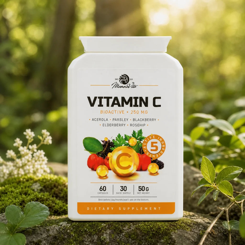 Mannavita Vitamin C kompleks • 250 mg bioaktiv • 60 kapsler