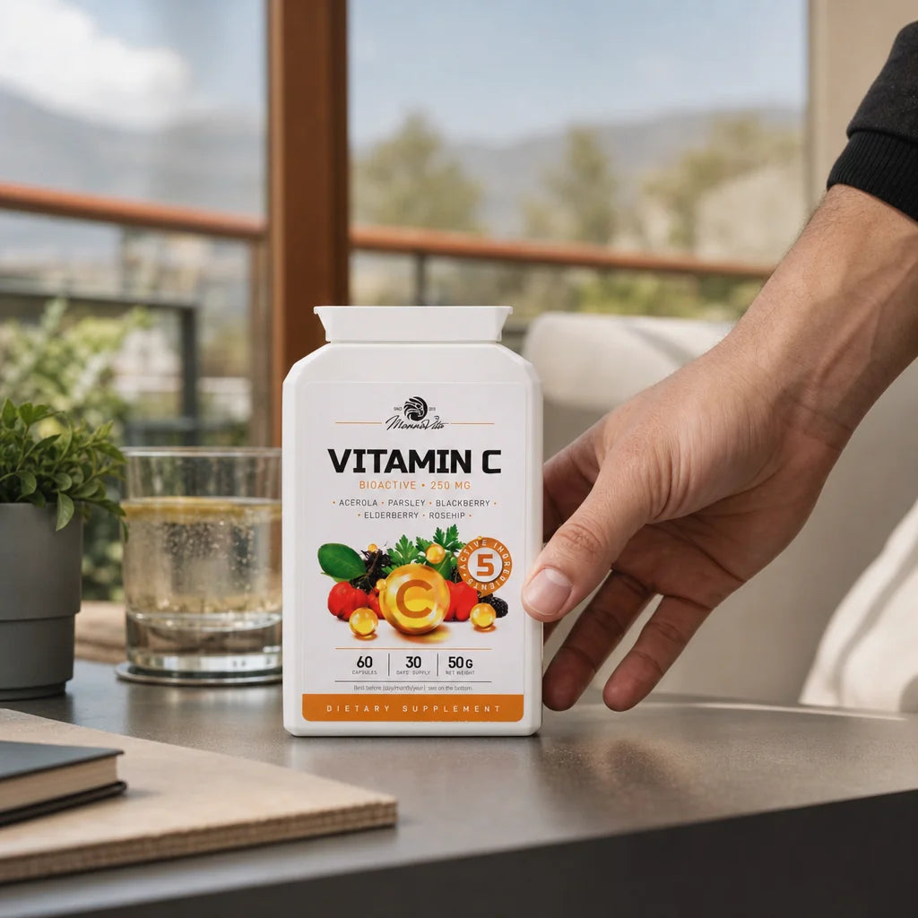 Mannavita Vitamin C kompleks • 250 mg bioaktiv • 60 kapsler