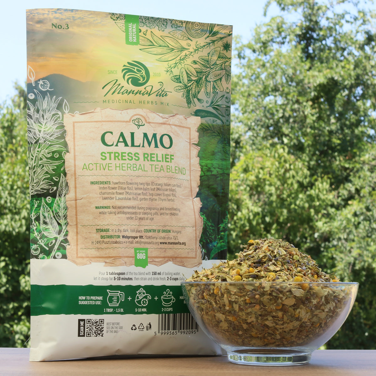CALMO stresslindrende aktiv urtete-blanding • 80g