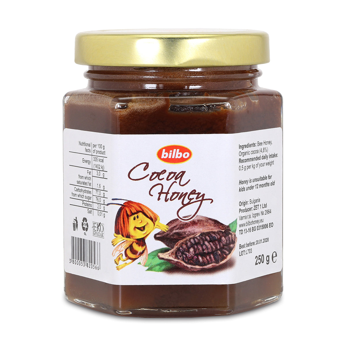 Bilbo rå kakaohonning • 250 g