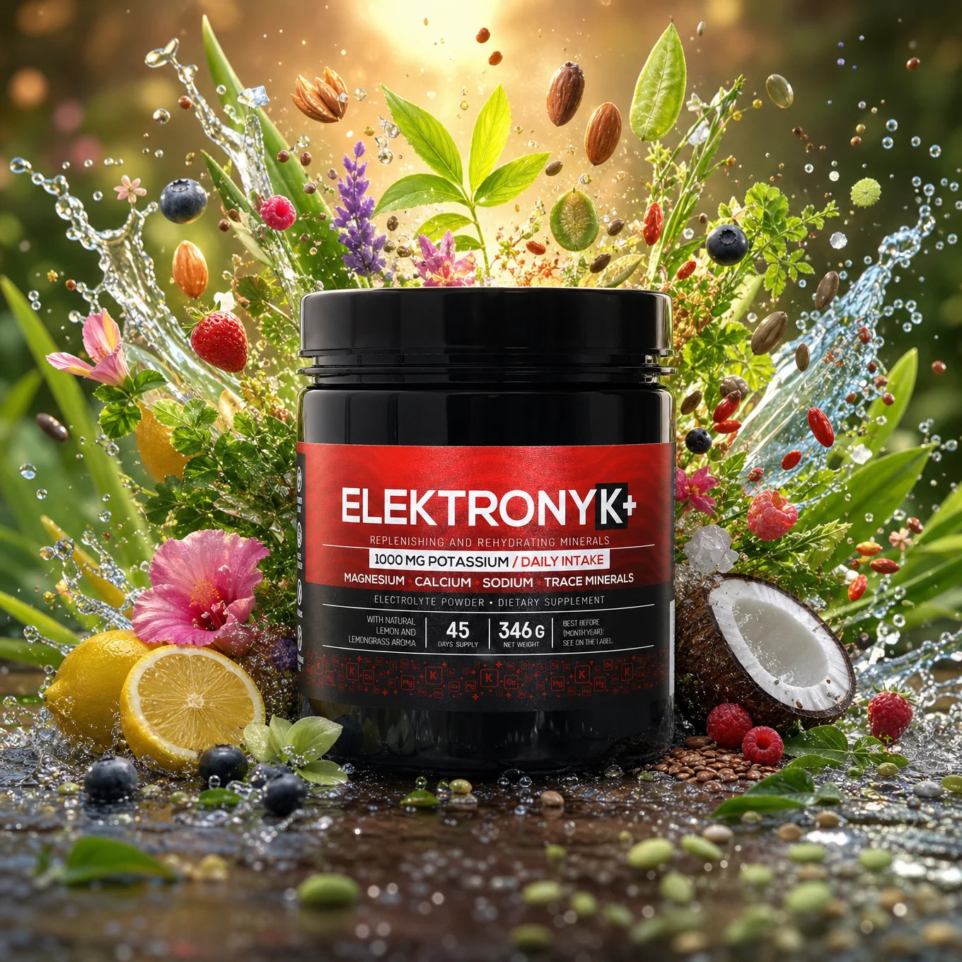 ElektronyK+ elektrolytpulver • 1000 mg kalium • SØD, 346g