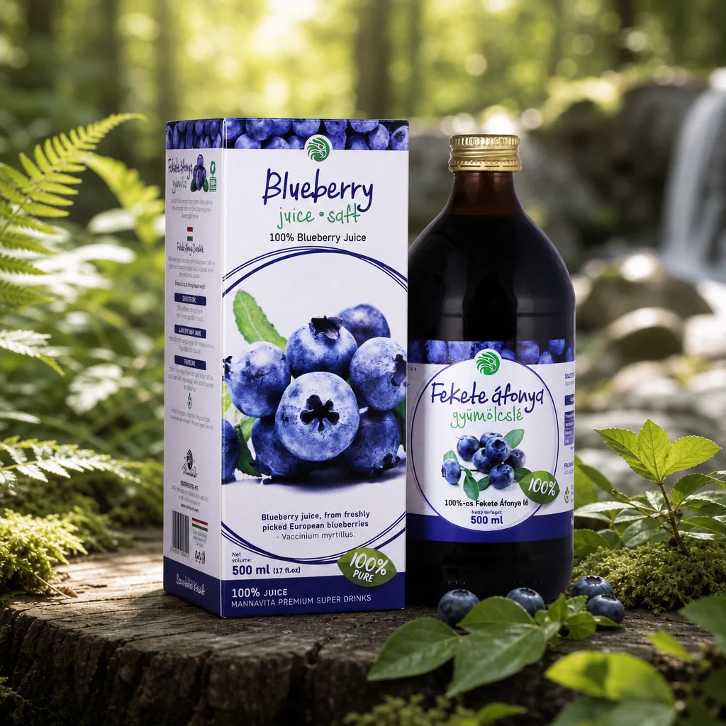 Mannavita Blåbær 100% presset ren juice • 500 ml