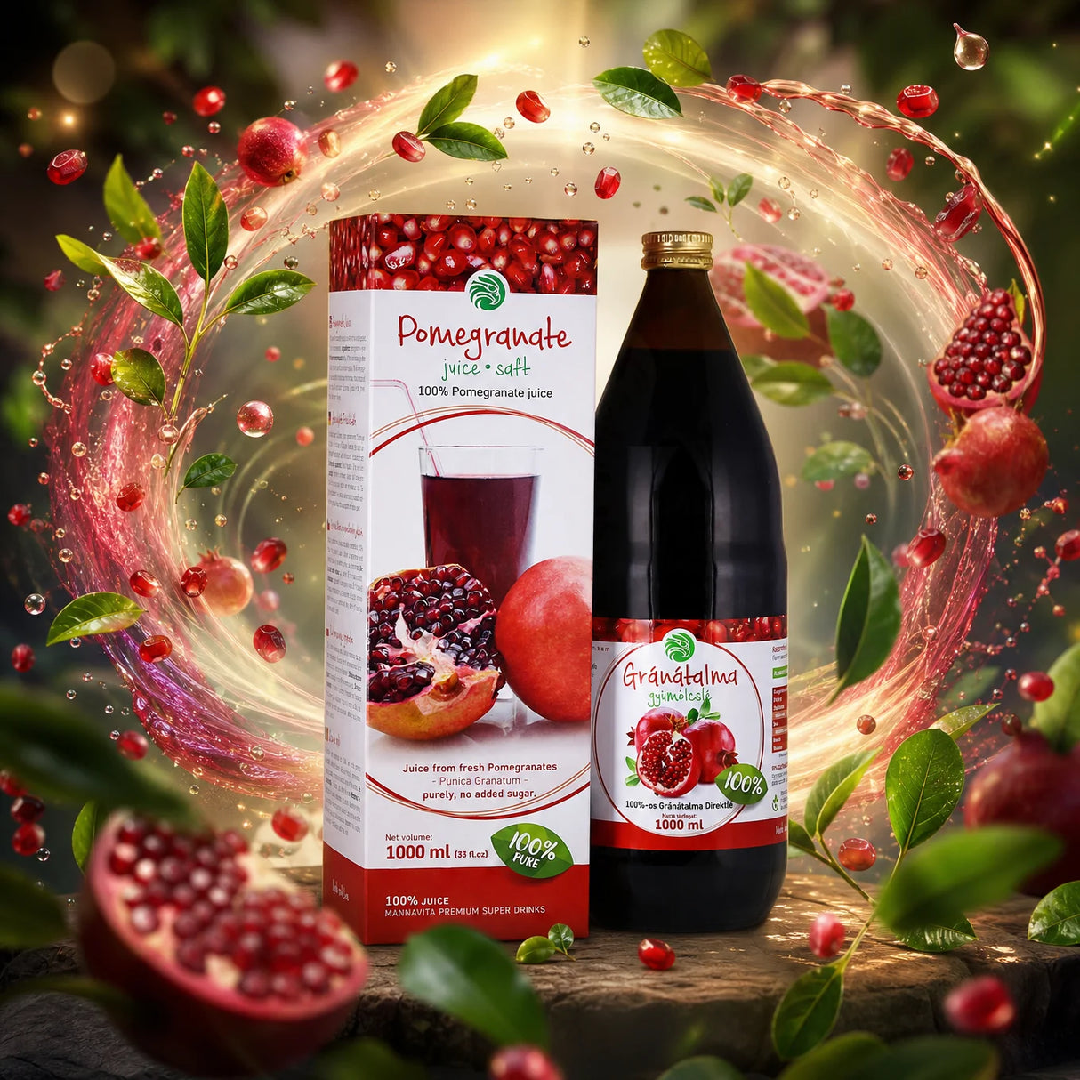 Mannavita Granatæble 100% presset ren juice • 1000 ml
