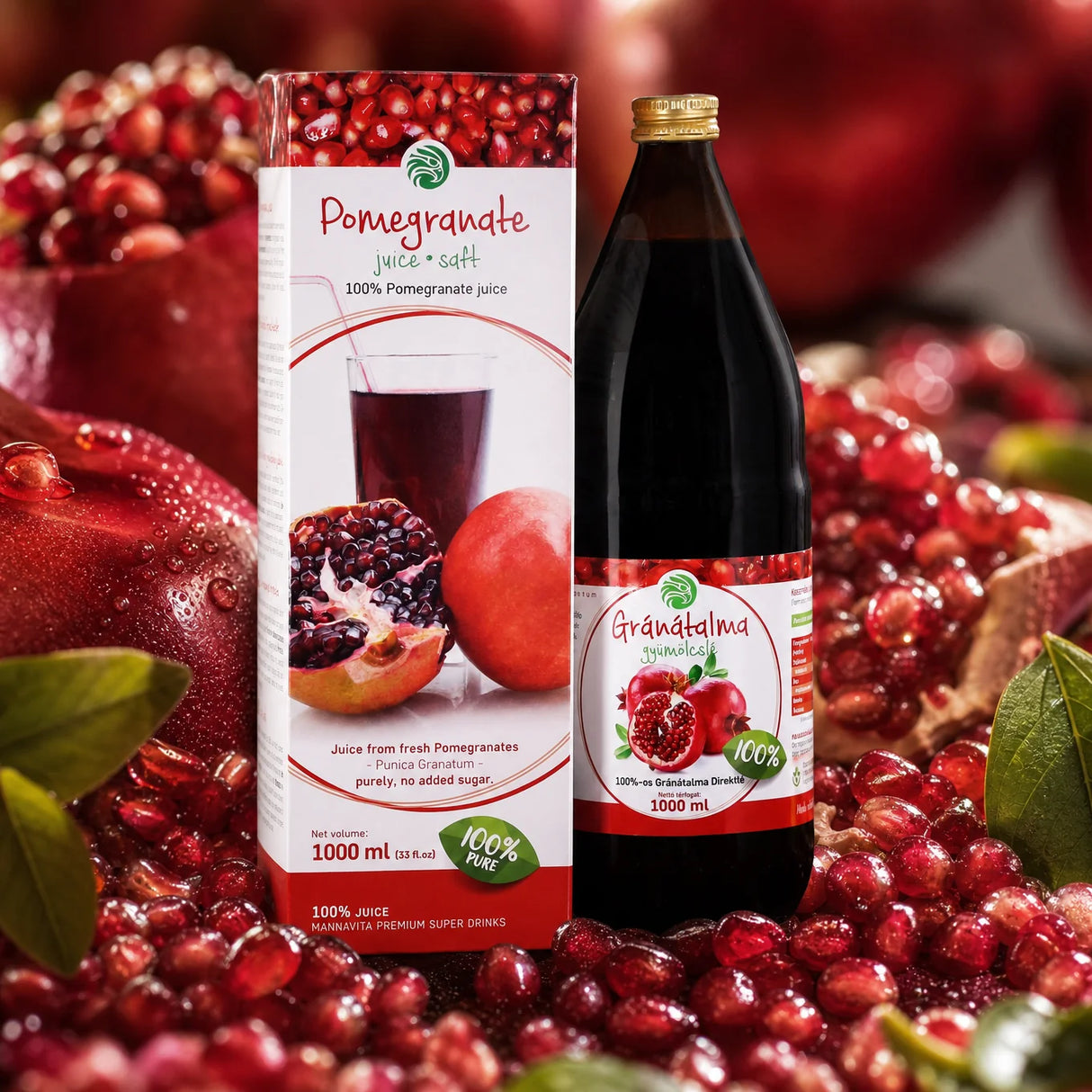 Mannavita Granatæble 100% presset ren juice • 1000 ml