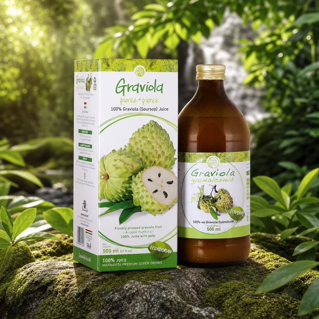 Mannavita Graviola 100 % koldpresset, ren puré • 500 ml