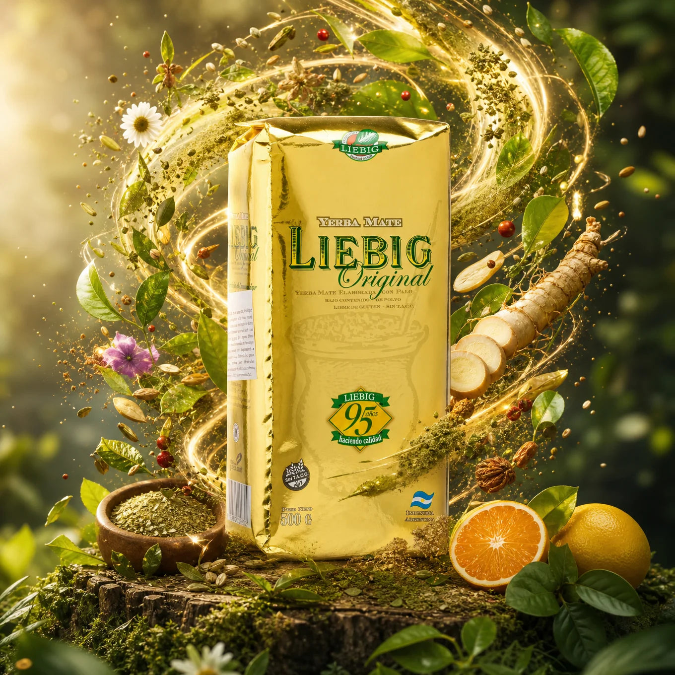 Liebig Original yerba mate-te • Fremstillet med stængler • 500 g