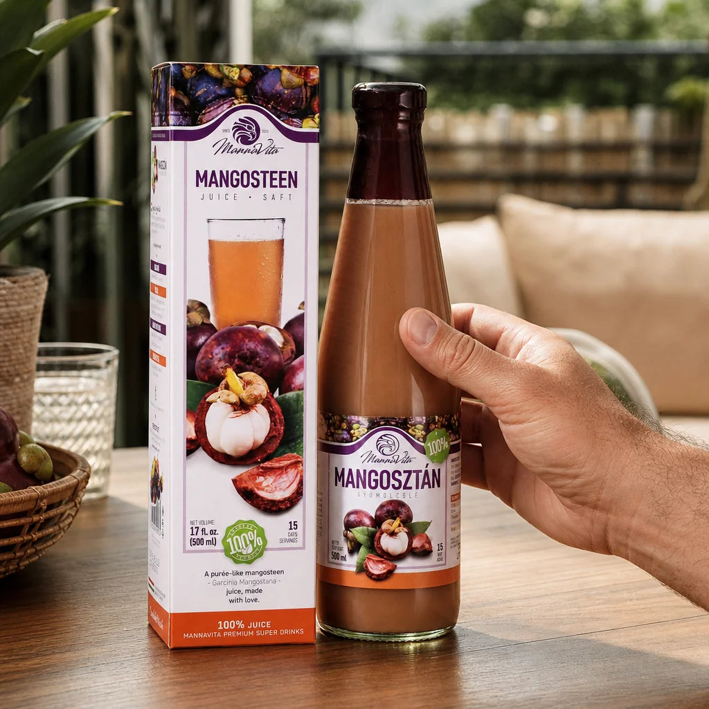 Mannavita Mangosteen 100 % koldpresset, ren puré • 500 ml