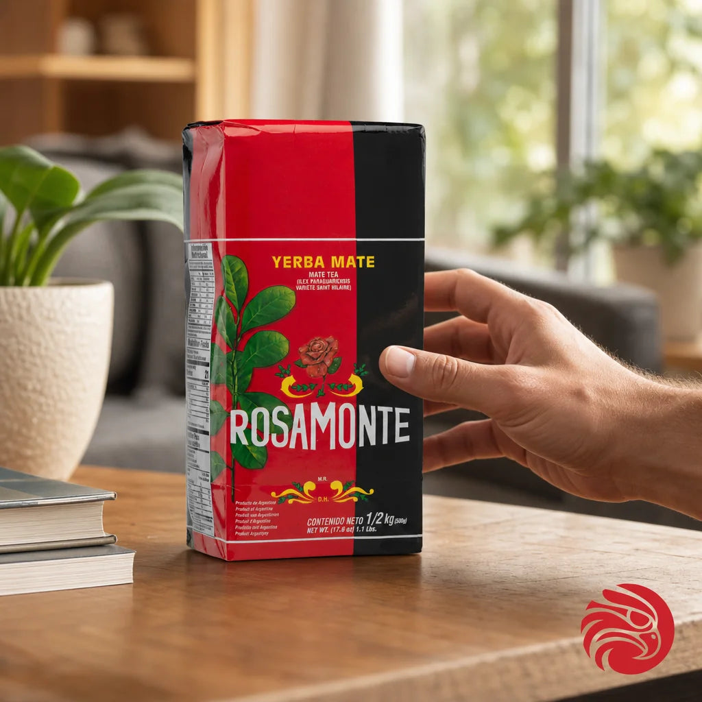 Rosamonte yerba mate-te • Fremstillet med stilke • 500 g