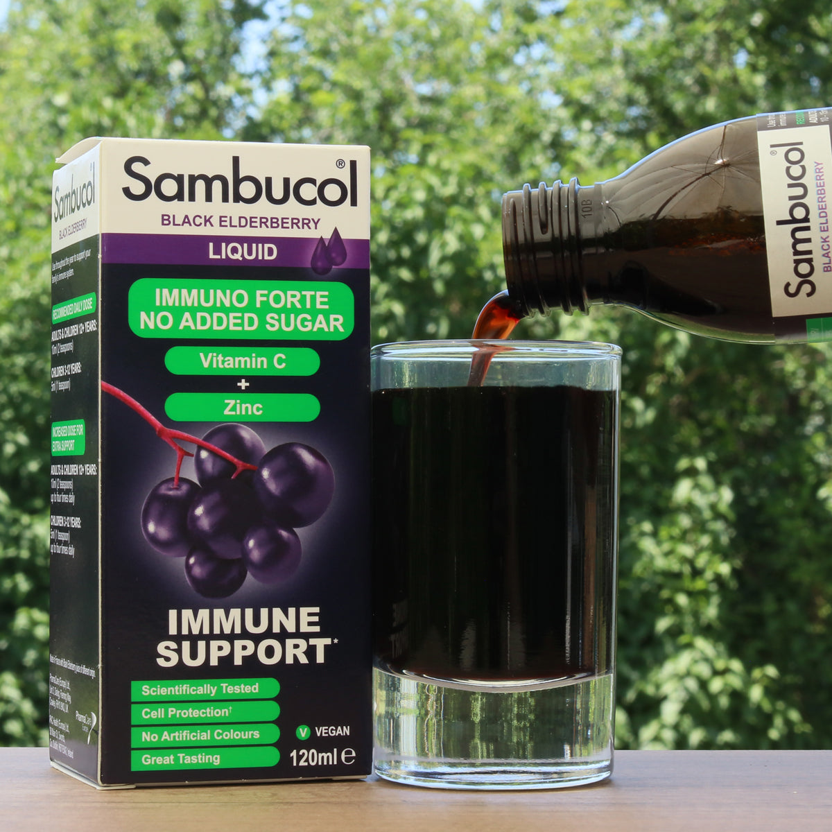 Sambucol sort hyldebærsirup, sukkerfri • 120 ml