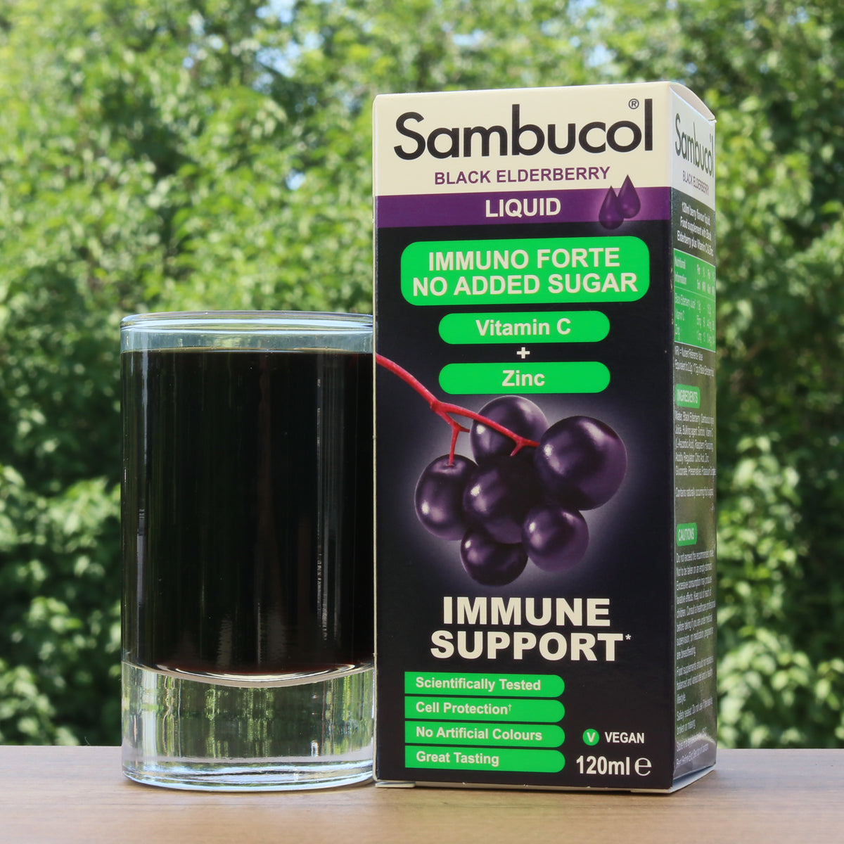 Sambucol sort hyldebærsirup, sukkerfri • 120 ml