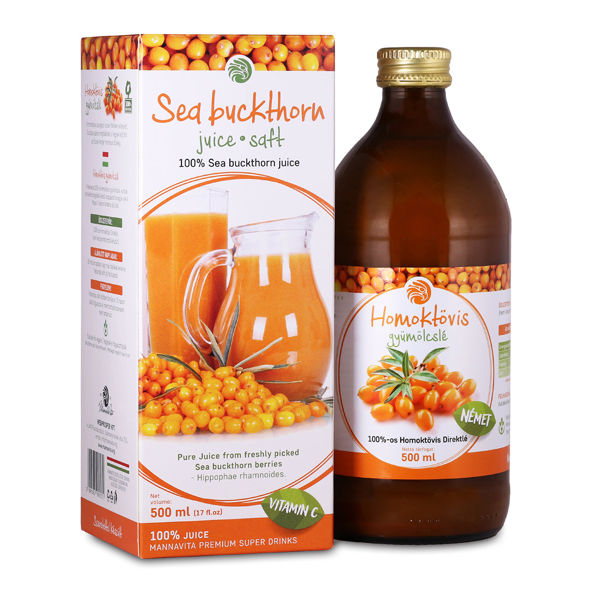 Mannavita Havtorn 100% presset ren juice • 500 ml