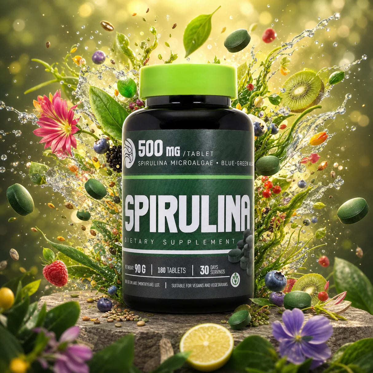 Mannavita Spirulina 500 mg tabletter • 180 stk.