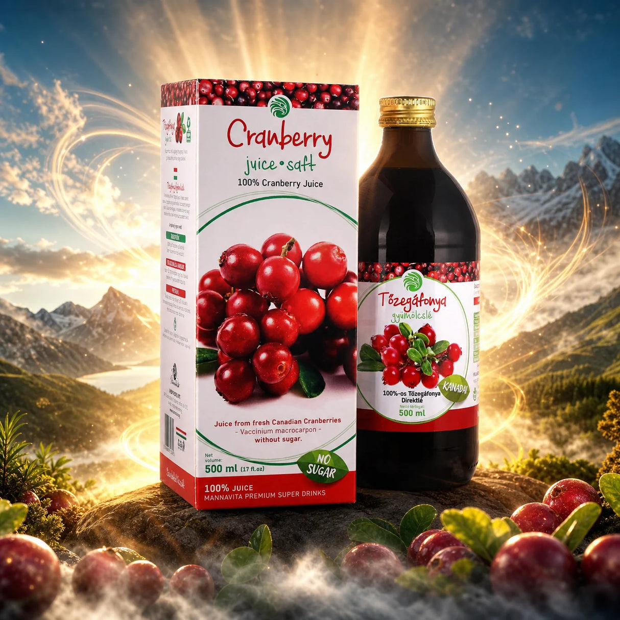 Mannavita Tranebær 100% presset ren juice • 500 ml